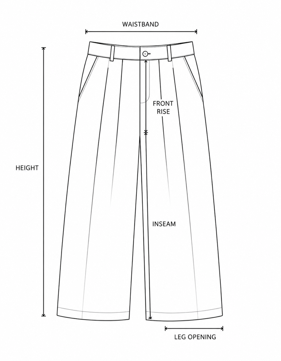 IMANUÉL Monaco Pantalon plissé measurement guide